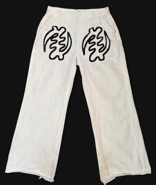 GYE NYAME white baggy jeans