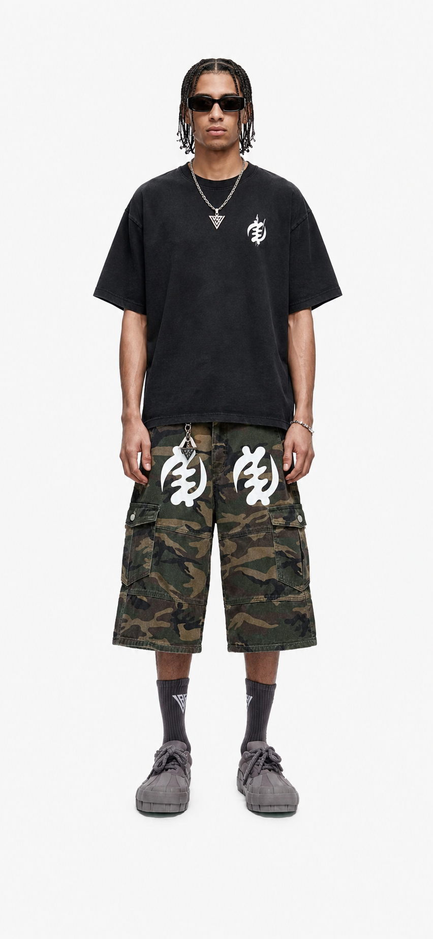 GYE NYAME CAMO JORTS